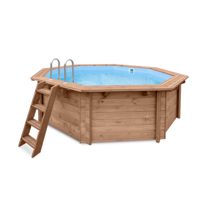 photo du Kit complet Piscine HORS-SOL en bois TROPICAL SUNSHINE 434×401×116 cm