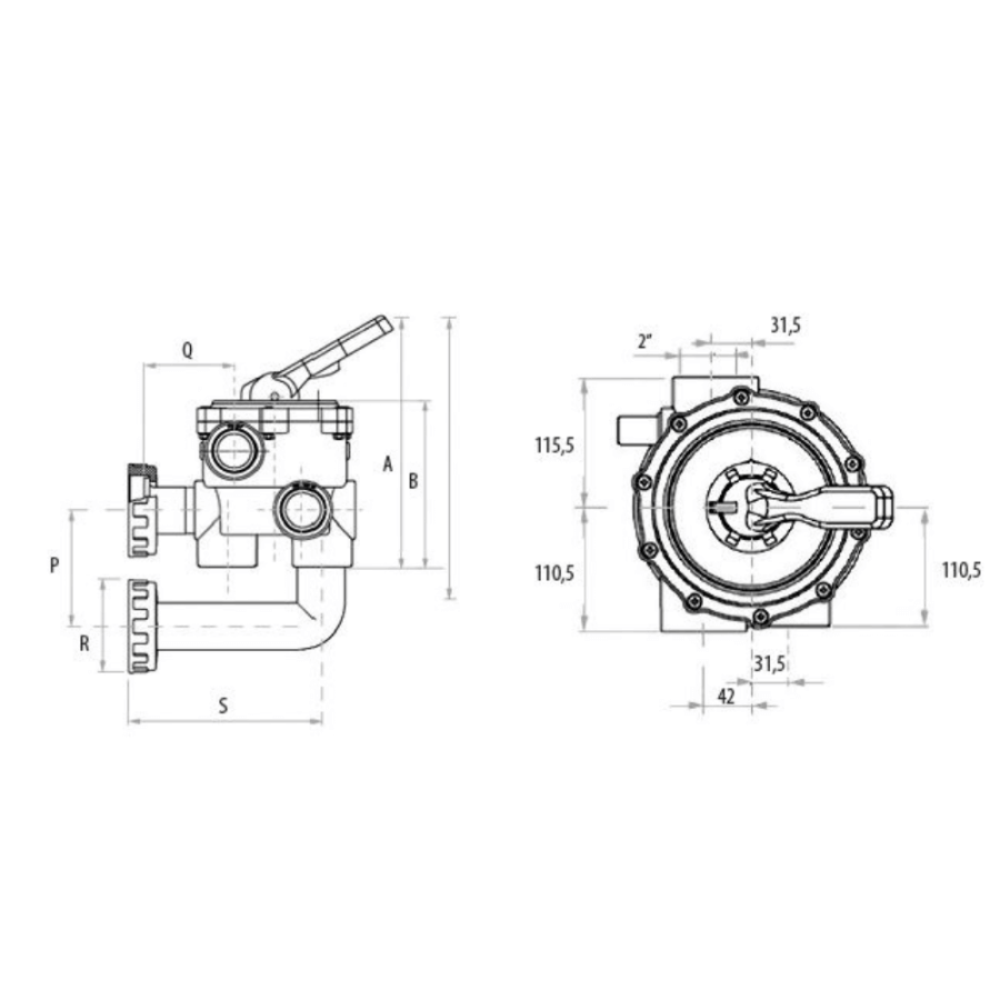 Vanne multivoie CLASSIC Astralpool 1½ ” pour filtre à sable