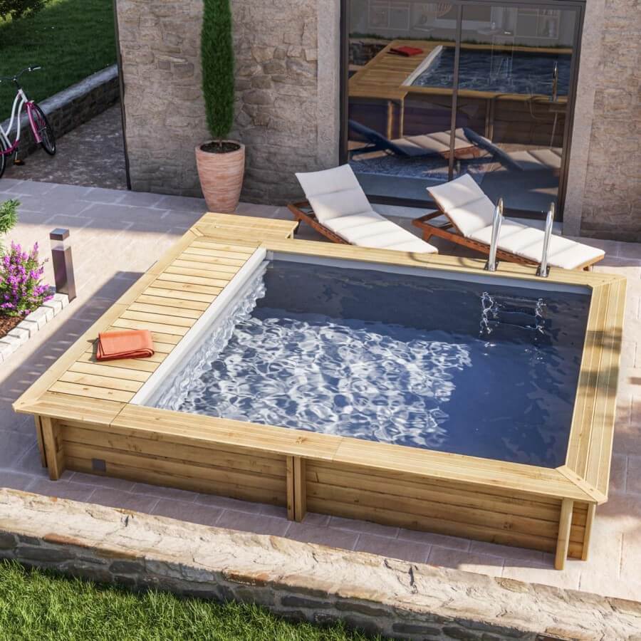 Piscine Urbaine 4.20 x 3.50 myPOOL hors-sol en bois sans autorisation de construction