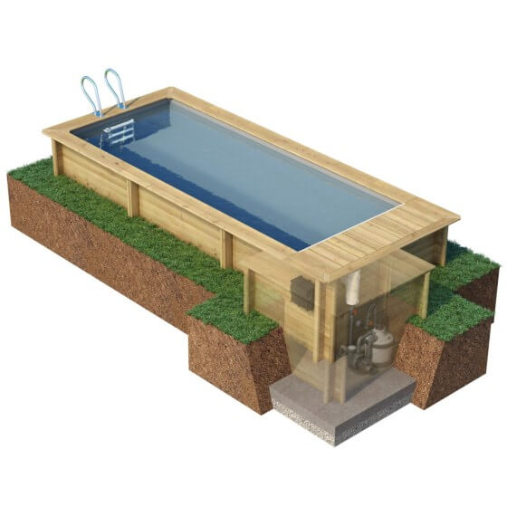 Piscine Urbaine 6.00 x 2.50 myPOOL hors-sol en bois sans autorisation de construction