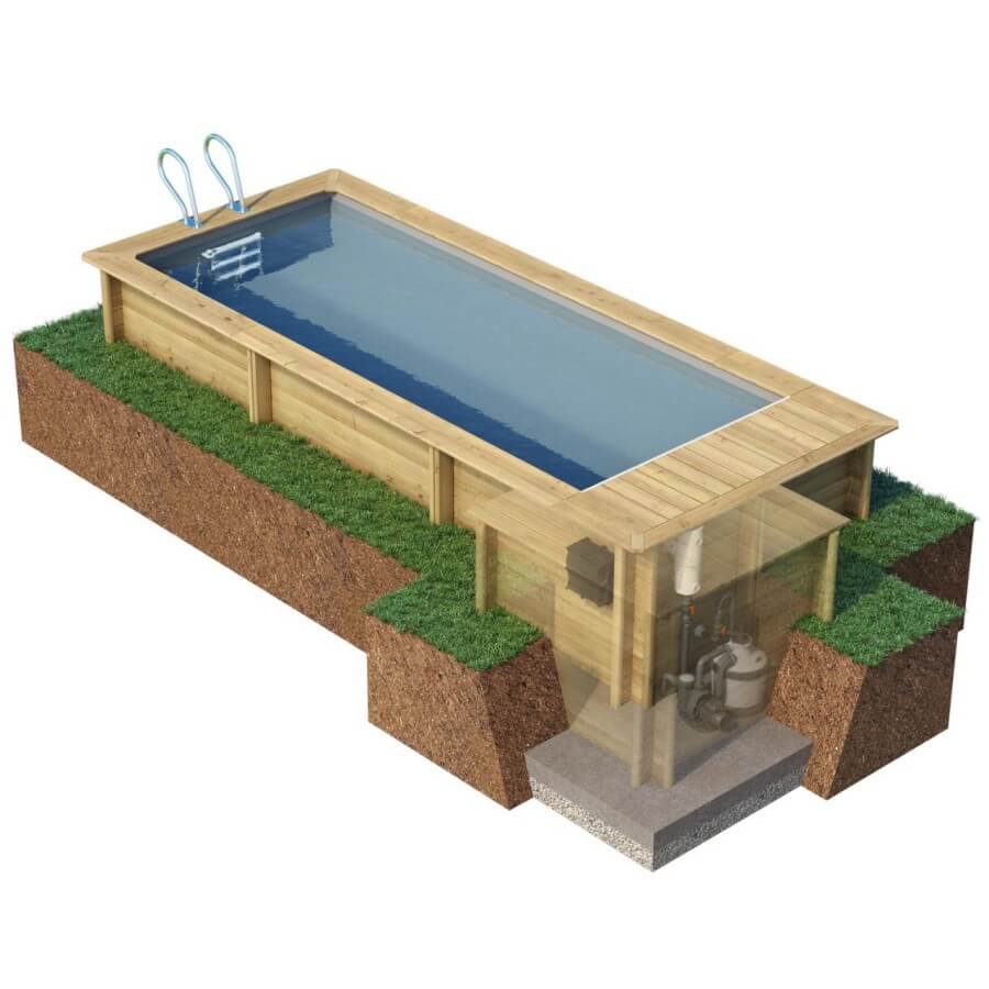 Piscine Urbaine 6.00 x 2.50 myPOOL hors-sol en bois sans autorisation de construction