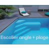 Kit escalier d'angle avec plage sans béton ESCABLOC pour piscine