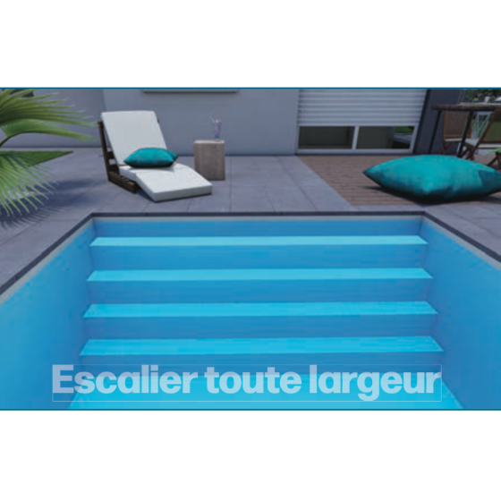 Kit escalier toute largeur sans béton ESCABLOC pour piscine