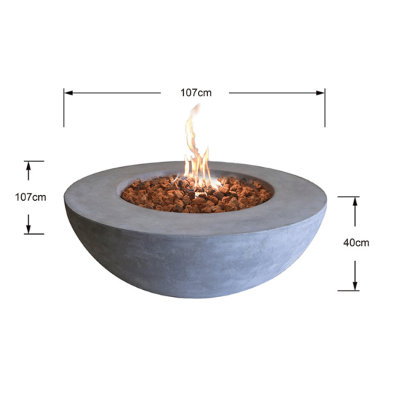 dimensions Table Basse Brasero au Gaz Lunar Bowl - Elementi