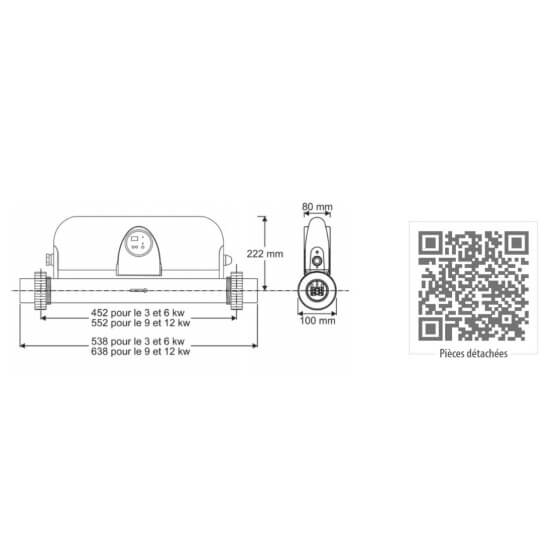 Réchauffeur-électrique-RED-LINE-ZODIAC-3-à-12KW-dimensions