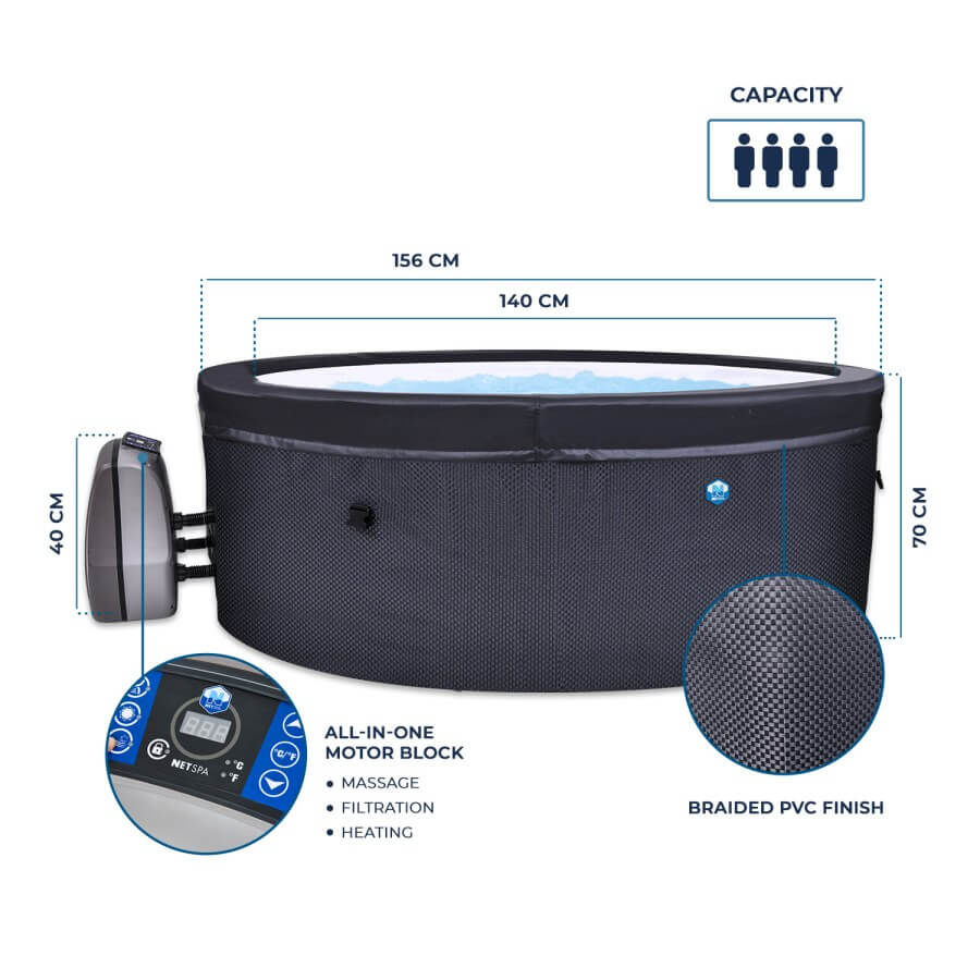 SPA VITA Semi-rigide portable 4 Personnes avec mobilier