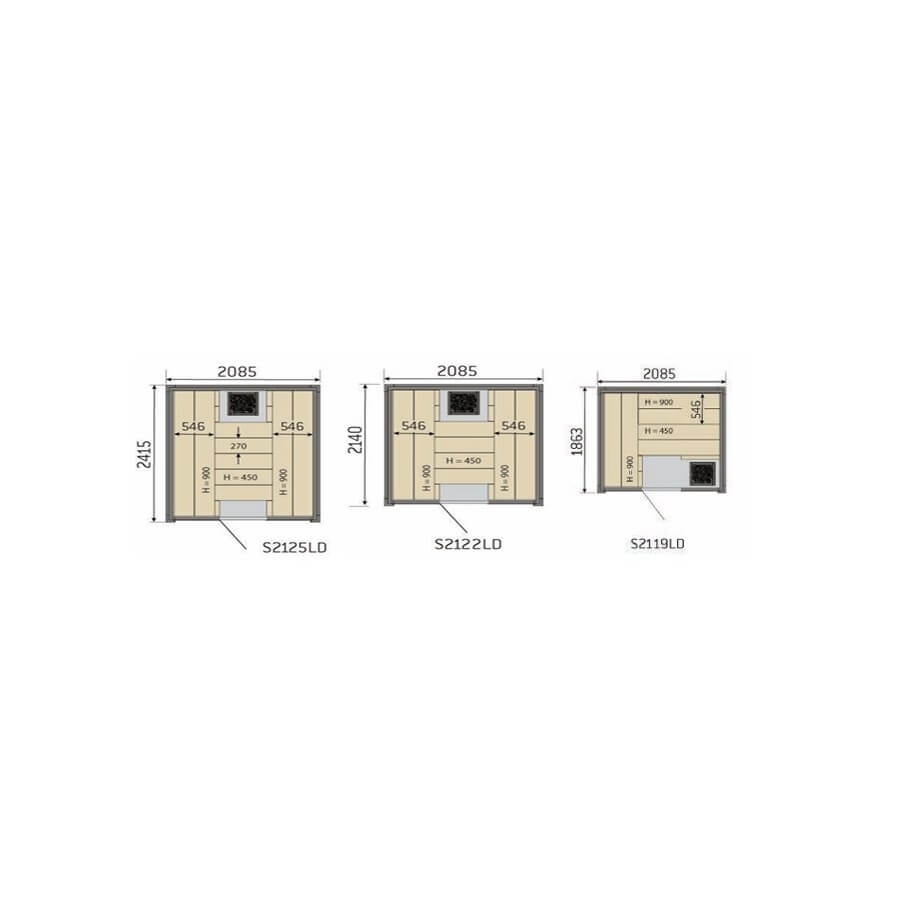 Sauna-Solide-HARVIA-dimensions