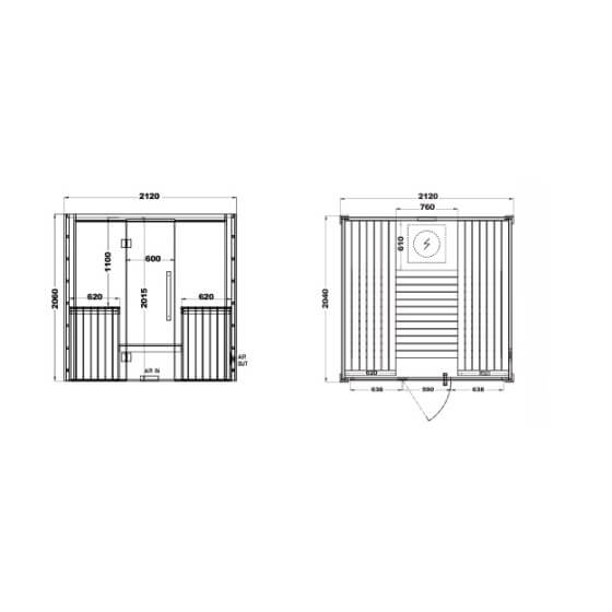 Sauna-HARVIA-Olympus-bois-massif-ASC-dimensions