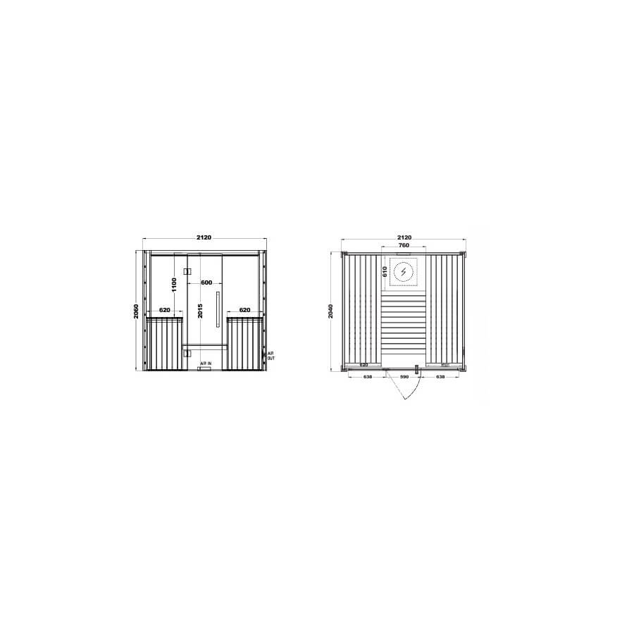 Sauna-HARVIA-Olympus-bois-massif-ASC-dimensions