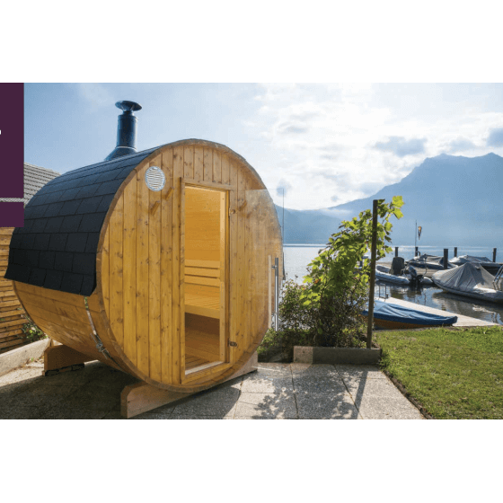 Sauna Tonneau d'extérieur modèle KAMMI de chez HARVIA