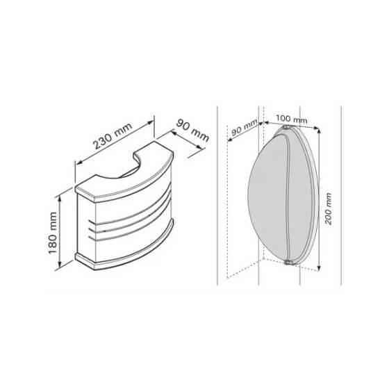 Lampe de sauna avec abat-jour inox (livré sans ampoule)-dimensions